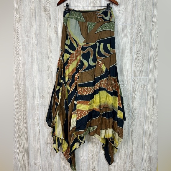 Vintage Sterling Styles Asymmetrical Abstract Adjustable Length Midi Skirt SZ L - Picture 8 of 16